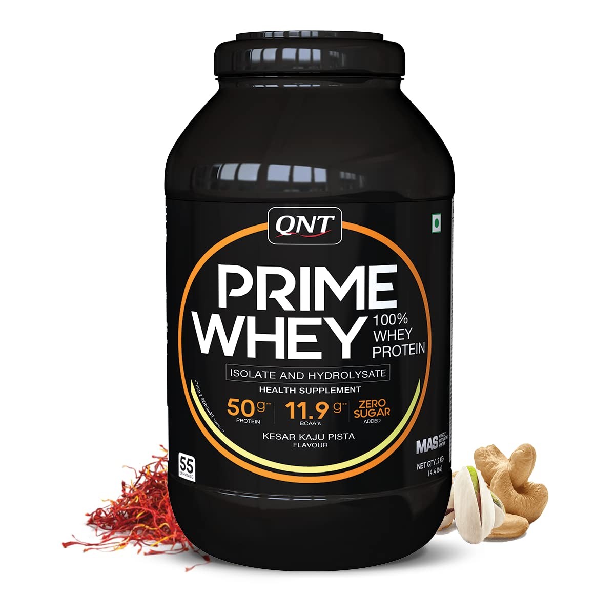 QNT Prime Whey Protein Powder, 2 kg (55 Servings) | 5.9g BCAA per scoop | Muscle Building